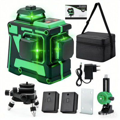 Laser Level 360°4D 12 Lines Laser Self Leveling Cross Measure Tool Kit Green US