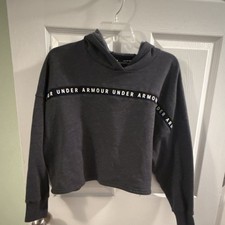 Under Armour Women s Hoodie XS Gray Solid Loose Fit Logo Pullover Hooded
