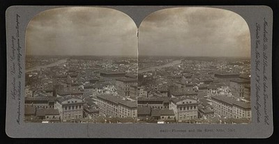 Photo:Florence Italy 1905 Arno River Cityscape Stereoview Panorama