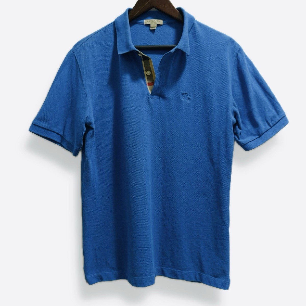 Burberry Brit Men's Pool Blue Cotton Embroidered Logo Polo Shirt