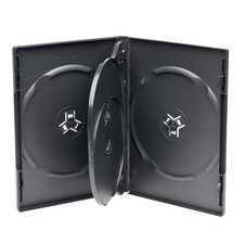 1 Standard 14mm Black Quad 4 Disc DVD Cases with Clear Overlay Holds 4 Disc