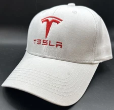 Tesla Logo Red White Baseball Cap Hat
