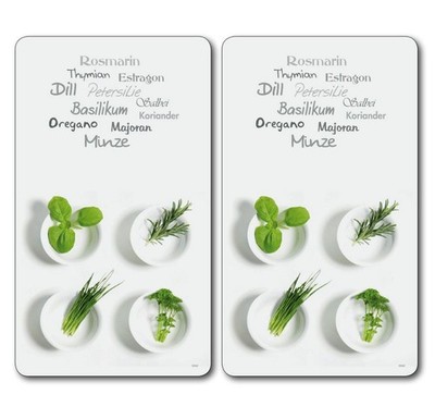 Kesper Herdabdeckplatte '' Kräuter '' - Glasschneideplatte - 2er-Set