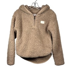 ABERCROMBIE FITCH Kids Teddy Bear Fleece, 1/2 Zip Hooded Jacket, Size 11-12