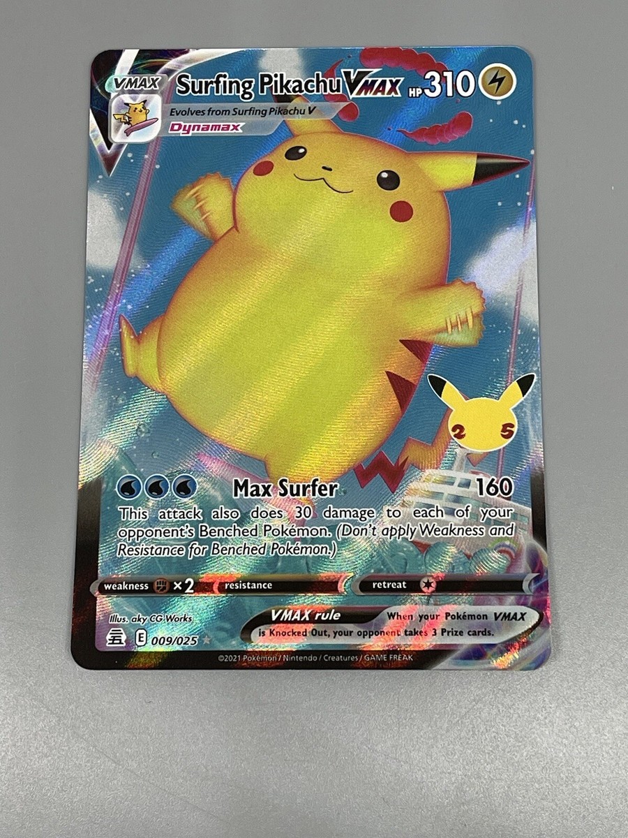 Surfing Pikachu VMax Pokemon TCG Celebrations 25th Ann. Full