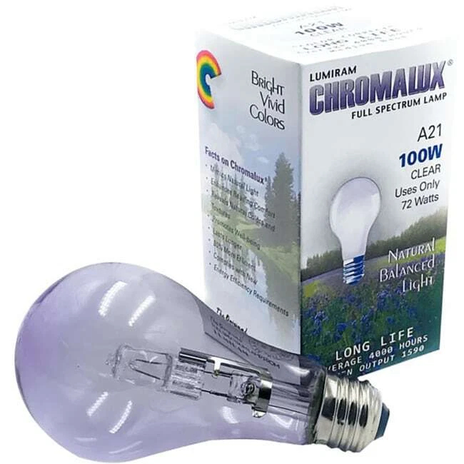 Chromalux Full Spectrum Light Bulb A21 Clear 100 Watt 1 Unit eBay