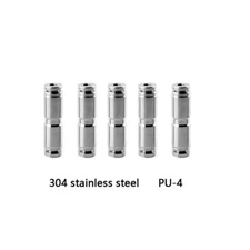 5Pcs 304 stainless steel pneumatic connector PU-4 quick Fitting trachea hose 4mm