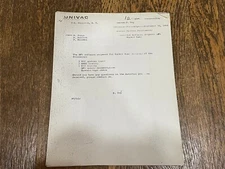 UNIVAC 1966 Sperry Rand Internal Memo SO3 Bunker Ramo Software Shipment Vintage