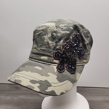 Bling Cross Camo Hat Green Hat Adjustable Adult Size Green Hat Baseball Cap