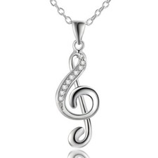 Collana In Argento Sterling 925 Con Nota Musicale Per Pianoforte