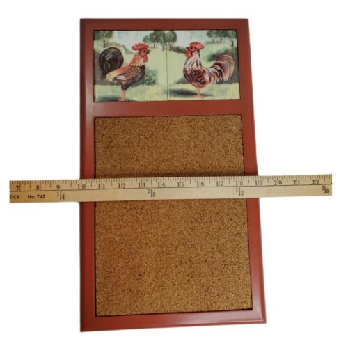Tiled Wood Cork Memo Board Rooster Note Bulletin Farmhouse French Country - Picture 2 of 4