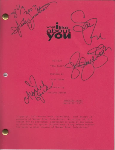 What I Like About You Cast Autographed Script, Amanda Bynes, Jenny Garth, etc.