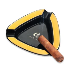 Black Triangle Ceramic Cigarette Cigar Ashtray Travel Stand Hold 3 Cigars Smoke