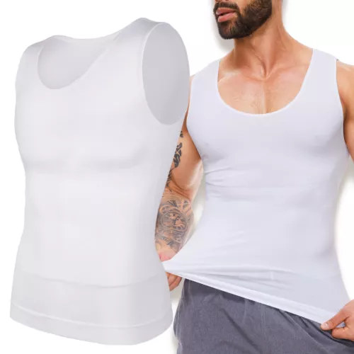 Camisa de compresión para hombre modeladora de cuerpo vientre pecho adelgazante camiseta sin mangas abdominales chaleco liso - Imagen 1 de 22