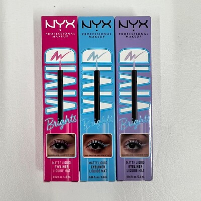NYX Professional Makeup Vivid Brights Liquid Liner Eyeliner Blue Pink Lilac 3pk