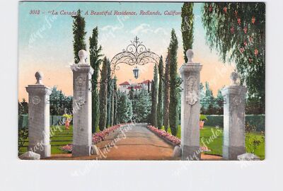 PPC Postcard CA California Redlands La Casada Beautiful Residence Entry View