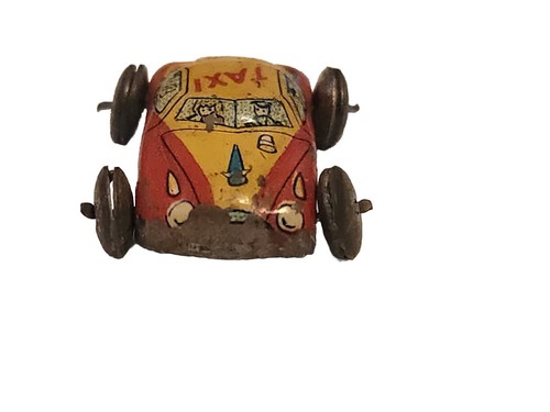 Vintage Miniature Yellow Taxi Tin Toy Car Japan 123 License Plate 1 1/2” - Picture 5 of 6