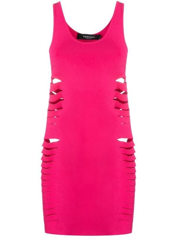 NWT$2,025 Versace Runway Cut Out Stretch Jersey Mini Dress