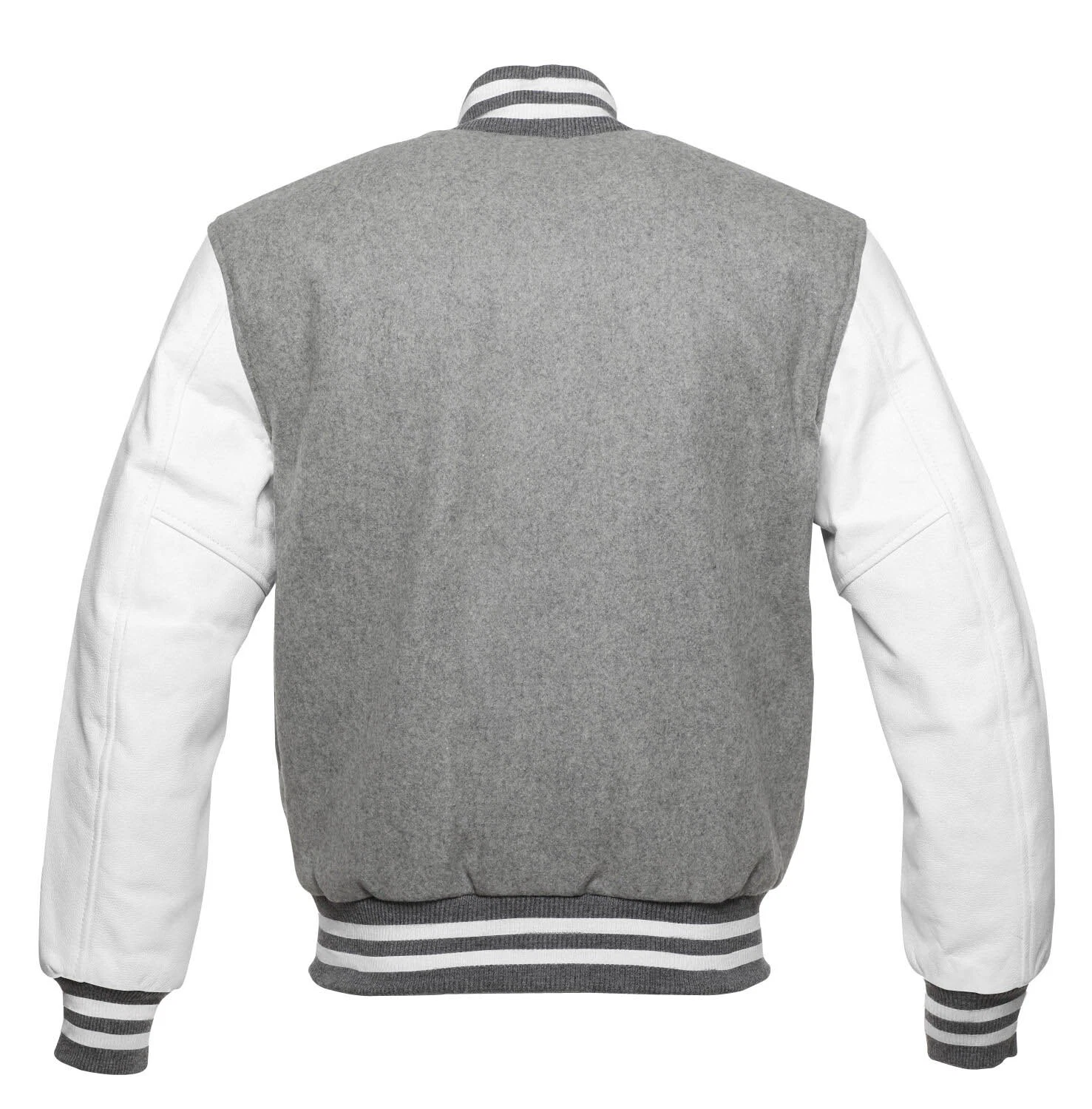 Letterman Style Vasity Jacket Men Wool Snap Closure Leather Sleeves - product detail image 3