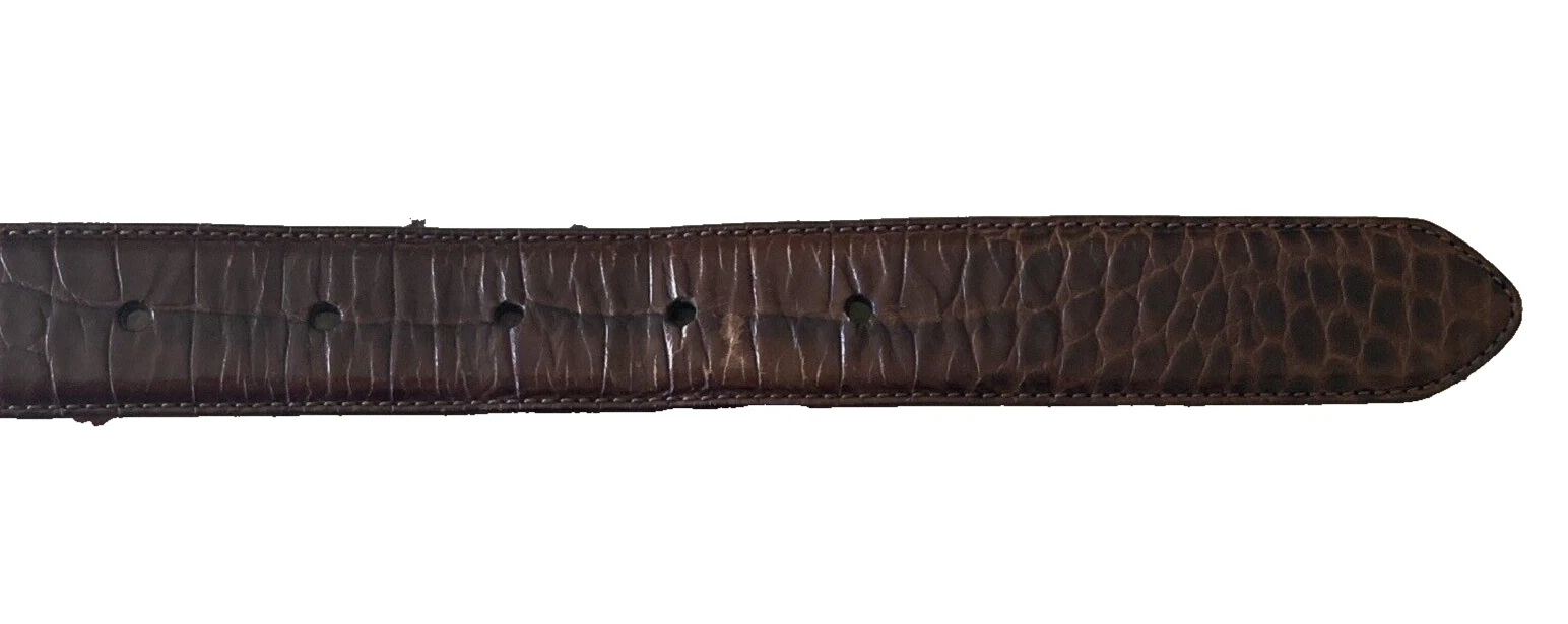 Abito da uomo COACH # 5903 Croc in rilievo taglia 38 marrone in pelle fibbia in ottone