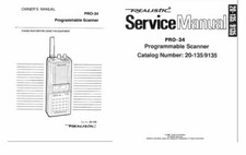 RADIO SHACK PRO-34 SCANNER OPERATING MANUAL SERVICE MANUAL - 32LB PAPER