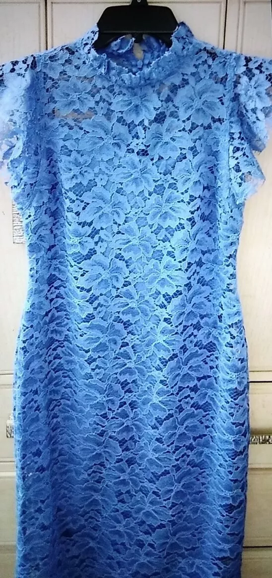 New Women Blue Lace Dress Size 4 By En Focus Studio
