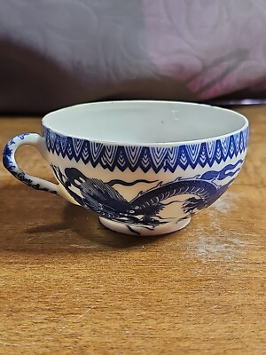 Antique Japanese Eggshell Porcelain Teacup-Blue & White Dragons | eBay
