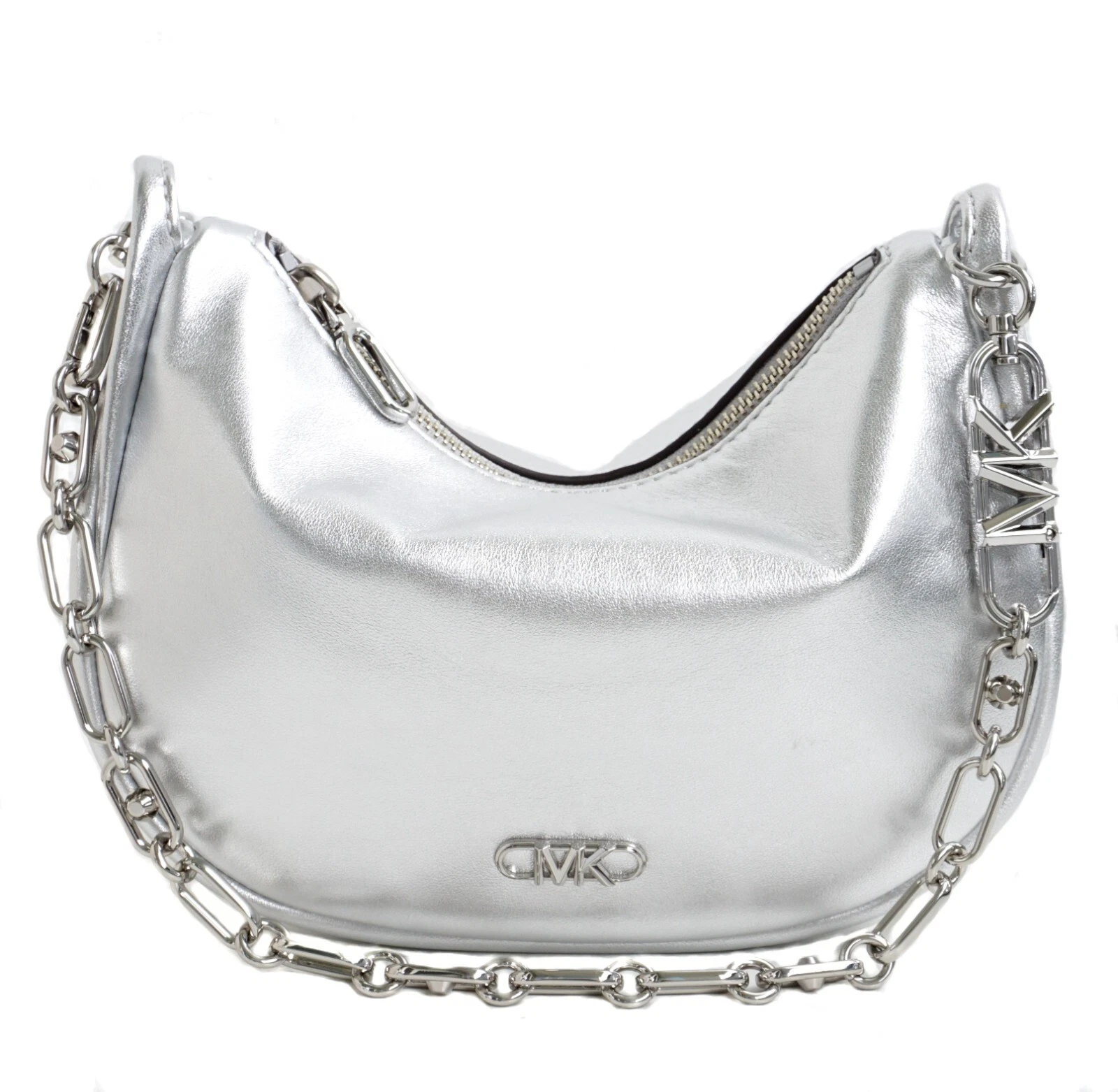 Borsa da donna Michael Kors borsa a tracolla Kendall SM Bracelet Pouchette argento nuova