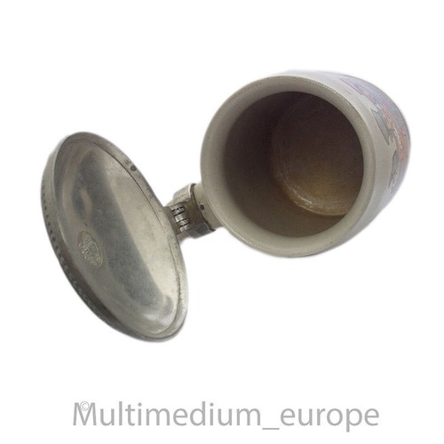 Steinkrug Bierkrug Zinndeckel Engelmarke Des Lebens Sonnenschein Emaillemalerei - Bild 4 von 5