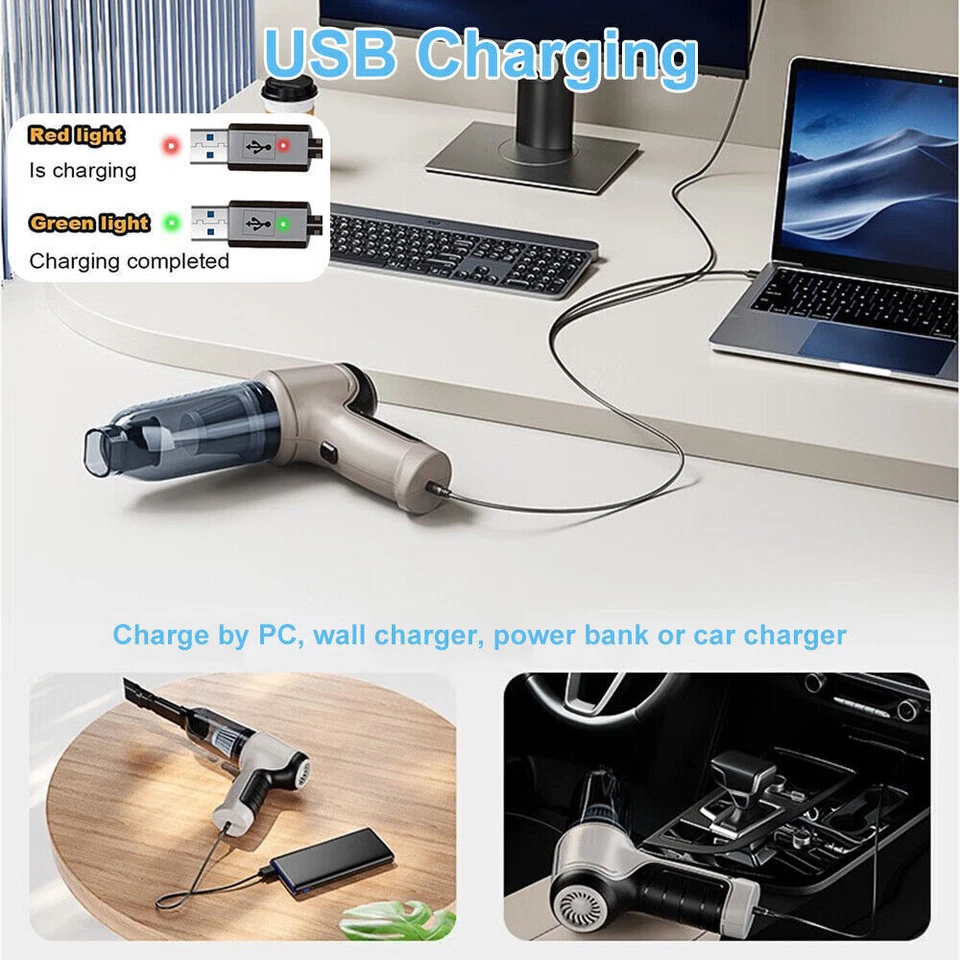 4 In 1 Wireless Car Vacuum Cleaner Household 9000Pa Strong Suction Air Blower - Image 3 of 4