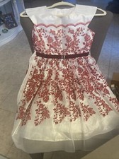 Jona Michelle kids girls dress Red White Tulle party size 10