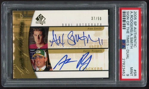 2005 SP AUTHENTIC AARON RODGERS / ALEX SMITH RC /50 PSA 9 AUTO *POP 3*  1 HIGHER
