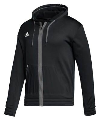 Adidas Men's Full Zip Performance Aeroready Hooded Jacket   Black/Grey