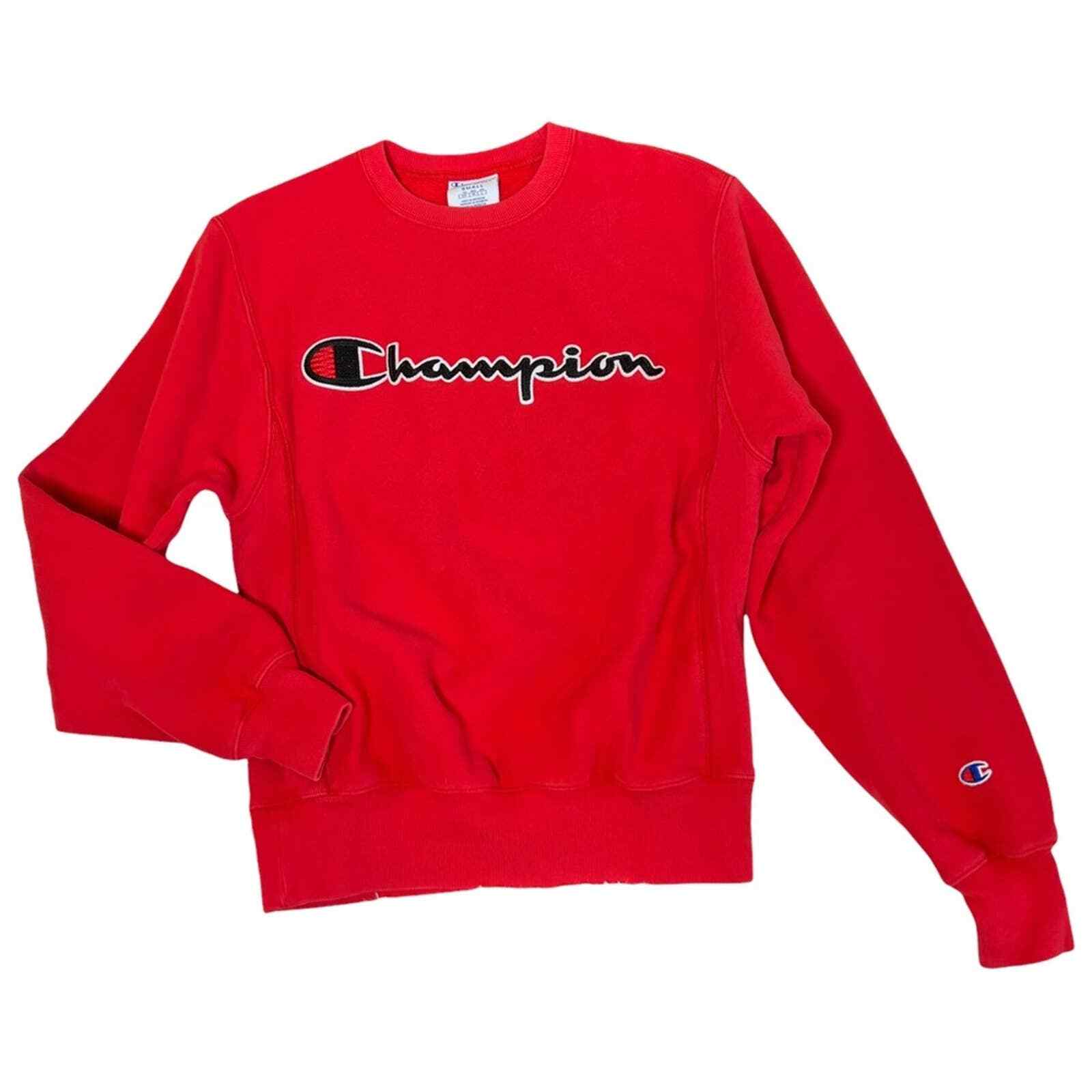 Red Crew Neck Pullover Sweatshirt Black 