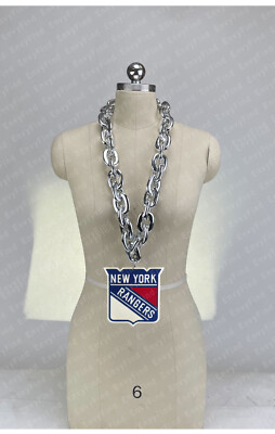 New NHL Rangers Silver Fan Chain Necklace Foam MI USA