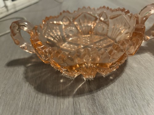 2 In 1 AMERICAN BRILLIANT PERIOD CUT GLASS Crystal "NAPPY" DISH Pinwheel Peach - Picture 3 of 11
