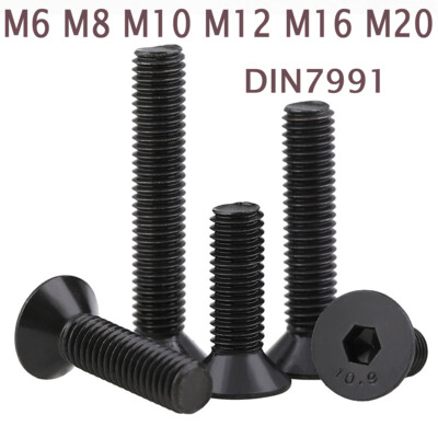 M6 M8 M10 M12 M20 Screws Countersunk Head Hex Screw Hexagon Black Zinc DIN7991