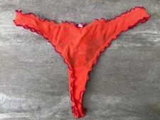 Vintage Victoria s Secret Nylon Mesh Thong Orange Size S New Dead stock