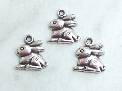 10x Anhänger Hase 14x13mm Charms Osterhase Ostern Schmuck Deko Basteln