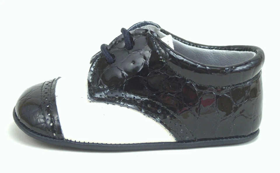 DE OSU -Europeo - Bebés Niños Cuero Marfil Azul Marino Vestido Zapatos para Cuna -España -Talla 0-2 Foto 3 de 4