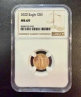 2022 American Gold Eagle NGC MS69 1/10 OZ Fine $5 Coin