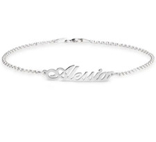 Personalized Name Bracelet 925 Sterling Silver Dainty Custom Rolo Chain Gift
