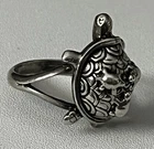 7 1/2 Vintage 925 Sterling Silver Turtle Ring Babies On Back.Clearly Hallmarked.