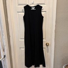 Magaschoni Black Sleeveless Cotton Spandex Midi Dress Womens Large Crew Neck