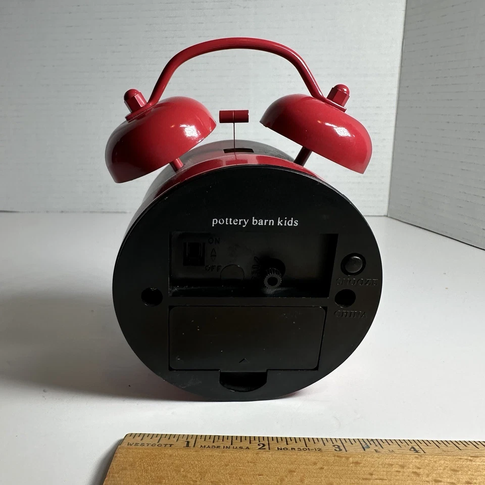 Pottery Barn Kids Double Red Bell Retro Alarm Clock - Image 3 of 4