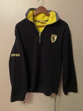 Ferrari Vintage 90s 1/4 Zip Fleece Pullover Sweatshirt Black Yellow Size M DMG