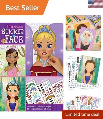 Endless Fun with Princess Create-A-Face Sticker Pad - 32 Blank Pages & 6 Sheets