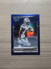 2020 Panini Donruss Optic Ceedee Lamb Blue Prizm RC Rookie Auto /75 Card #156. rookie card picture