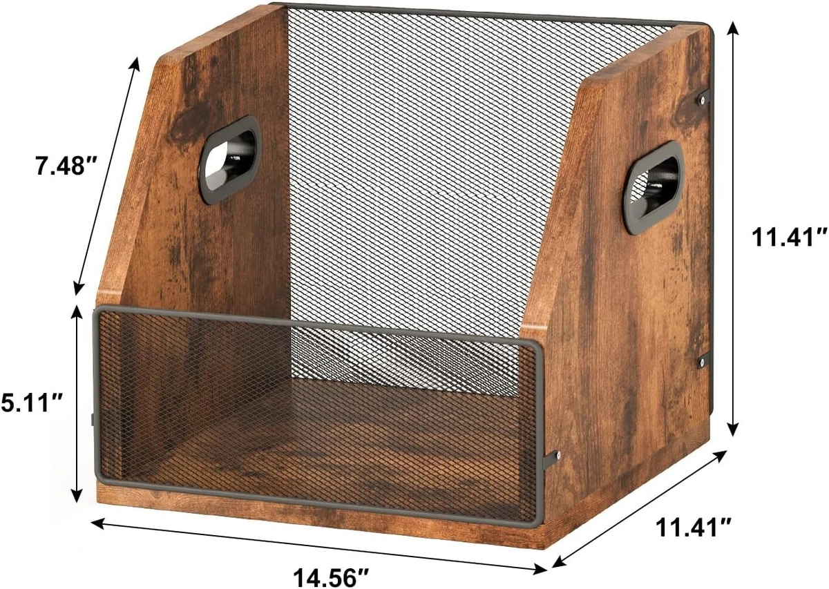Wood Vinyl Record Storage Crate Album LP Holder Box Case Holds Up to 60 Albums