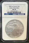 2006-W Burnished Silver American Eagle NGC MS 70 Early Releases